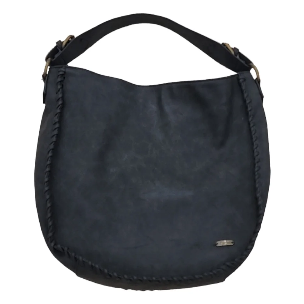 ELLE JAE GYPSET ANTHRO Black Whipstitch Studded Hobo Shoulder Bag Purse Vegan